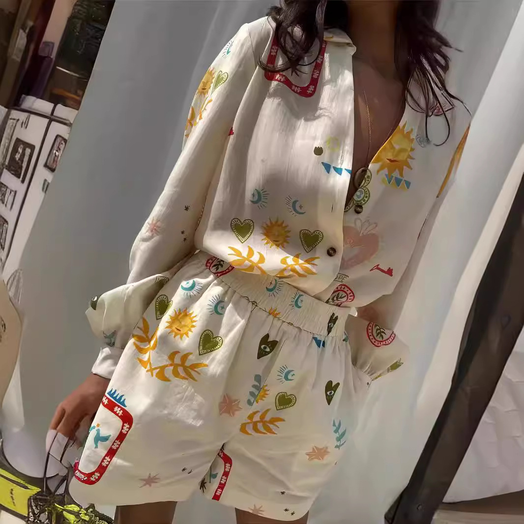 Romper Floral Print - Damskie, codzienne komplety z elastyczną talią,