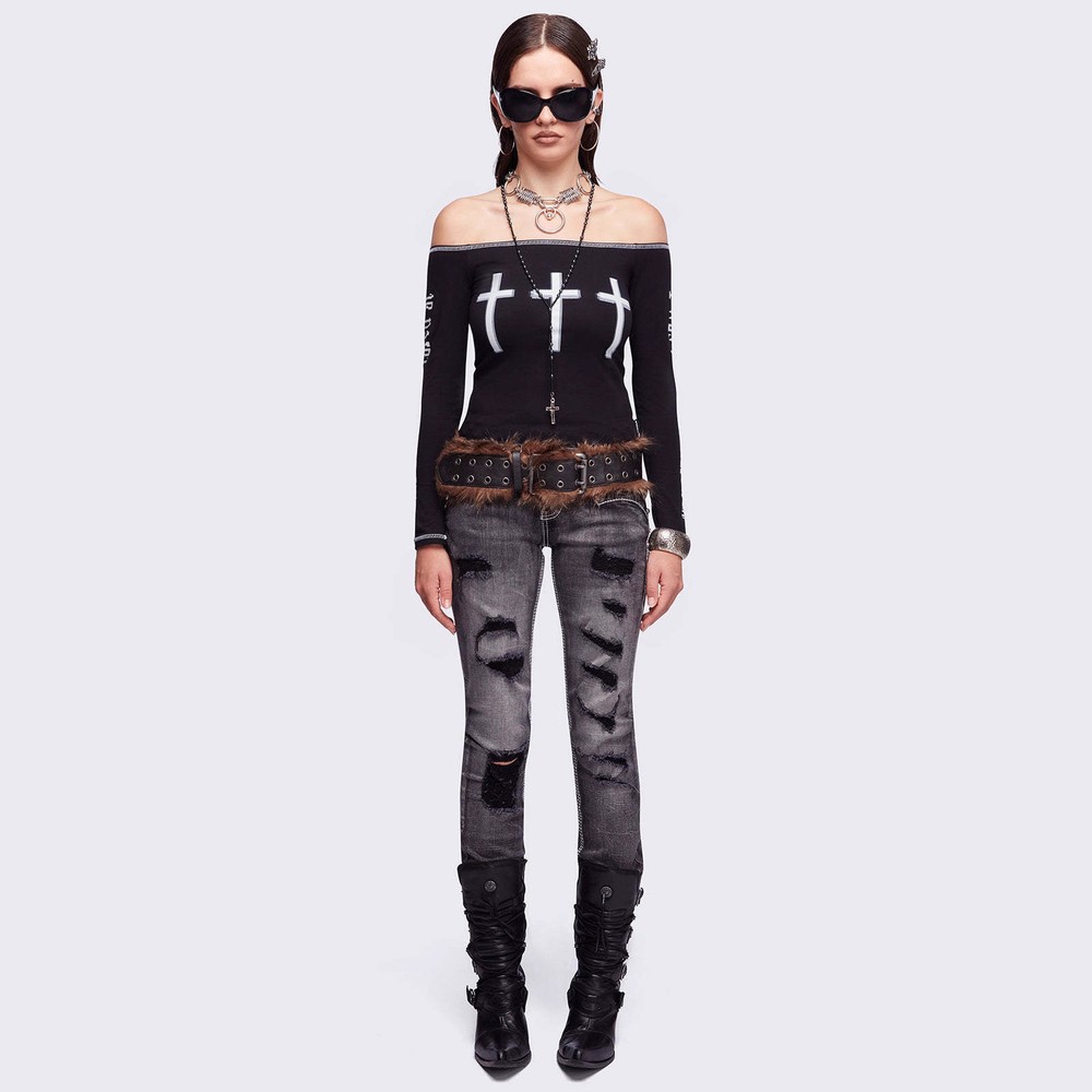 Krzyżowe T-shirty, bluzki, top – Blouse Off Shoulder recenzja i cena